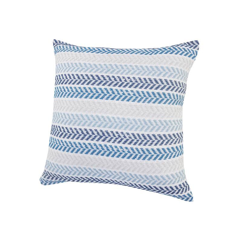 Handwoven Striped Chevron Square Throw Pillow Cover - 18" - Blue and Beige