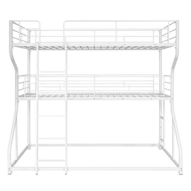 White Triple Bunk Bed - Full XL over Twin XL over Queen with Dual Ladders
