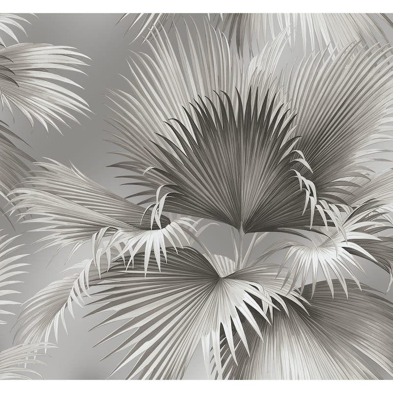 A-Street Prints Summer Palm Platinum Tropical Wallpaper