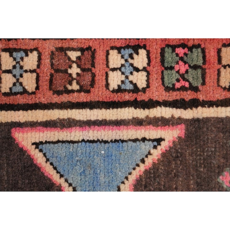 Hand Knotted Oriental 100% Wool Carpet Traditional Geometric Multi-Colored Meshkin Runner Rug - 9' 9'' X 3' 11''