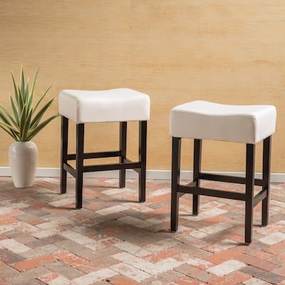 Set of 2, 26.75" Backless Leather Counter Height Barstool