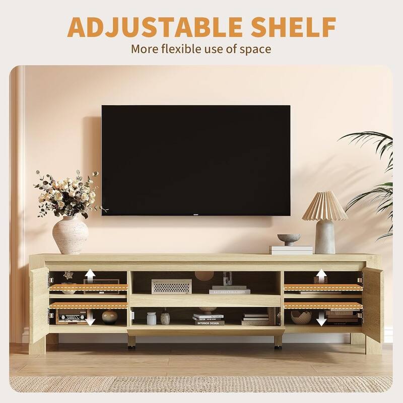 55" Farmhouse TV Stand Entertainment Center with Doors and Cabinets