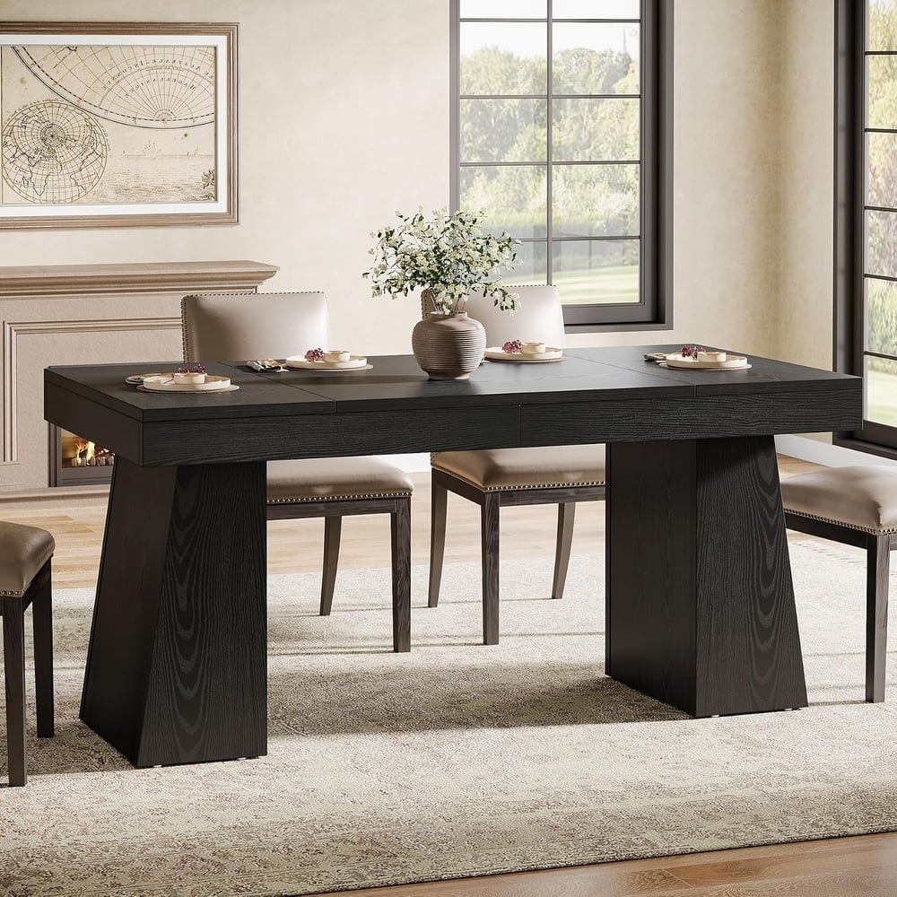 55 Inches Wood Dining Table for 4 to 6, Brown