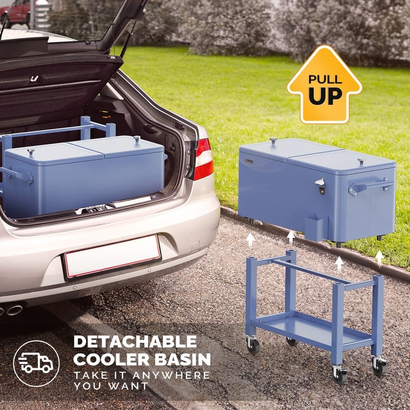Detachable Upgraded 80QT Patio Cooler Wheeled with Tray