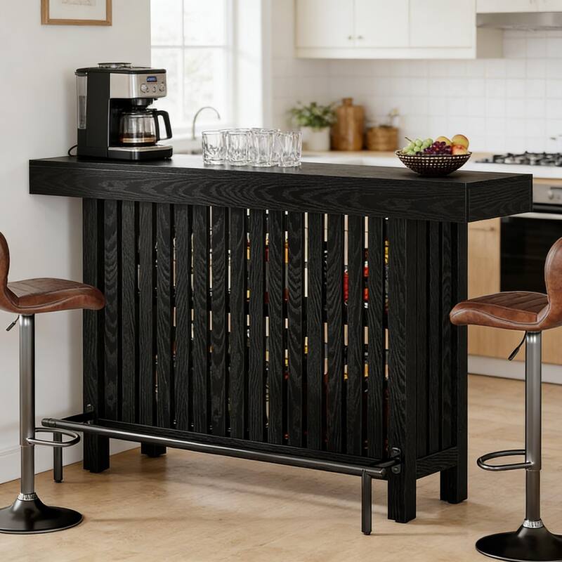 Modern Dining Table with Storage, Coffee Table with 2-Tier Shelves, Home Bar Table & Entertaining Table