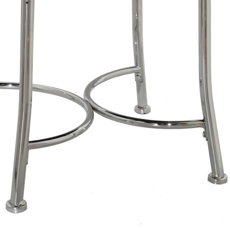 Hillsdale Venice Backless Faux Diamond Band Vanity Stool, Chrome - Silver - 16" x 16" x 18" - 16" x 16" x 18"