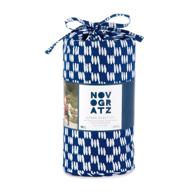 Novogratz by Utica Petite Painted Check Deep Indigo Sheet Set