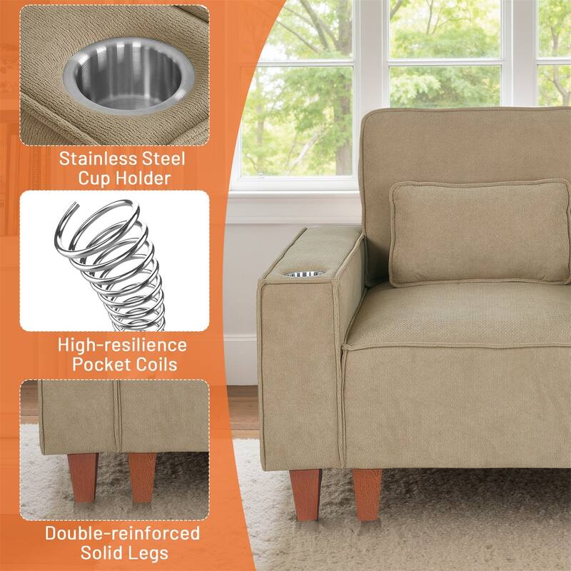 82 Inch Sofa, Comfy Sofa Couch Extra Deep Seats, Corduroy Couch for Living Room Loveseat Removable Sofa Cover Cushions