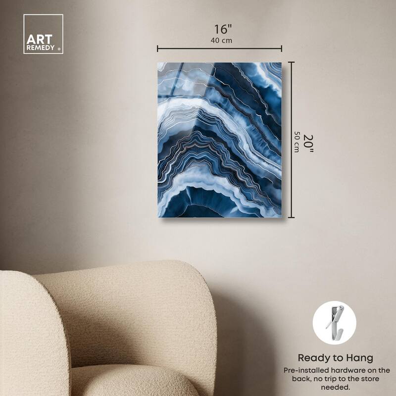 Azure Abyss Layers Acrylic by Art Remedy, Ready to Hang