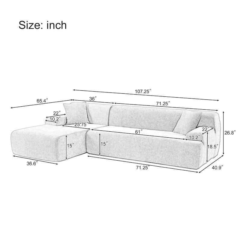 Modern Large L-Shape Modular Sectional Sofa,2 Piece Free Combination