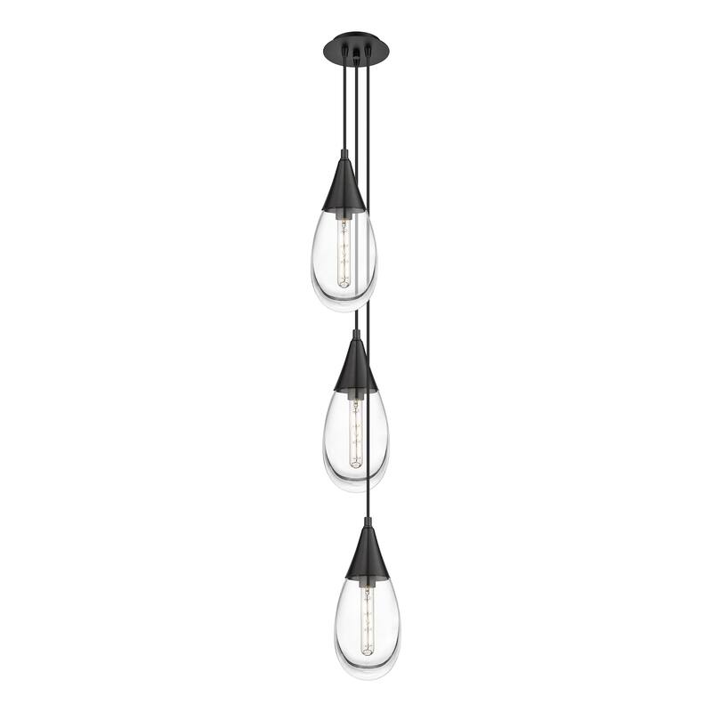 Innovations Lighting Malone - 3 Light 6" Cord Hung Multi Pendant - 6" Canopy - Clear/Matte Black