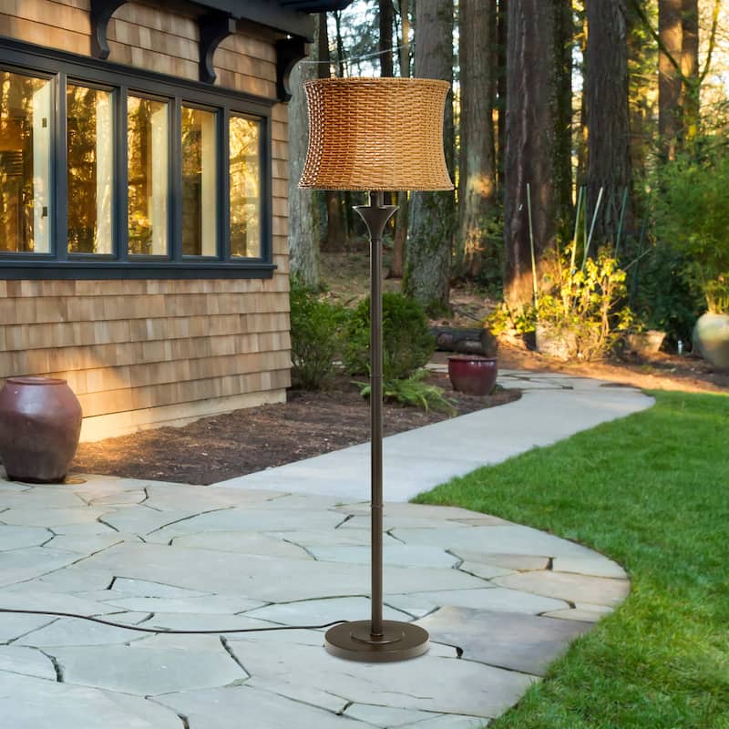 Havenside Home Pocologan 59.5-inch Outdoor and Indoor Basket-weave Floor Lamp - 16.25"L x 16.25"W x 59.5"H