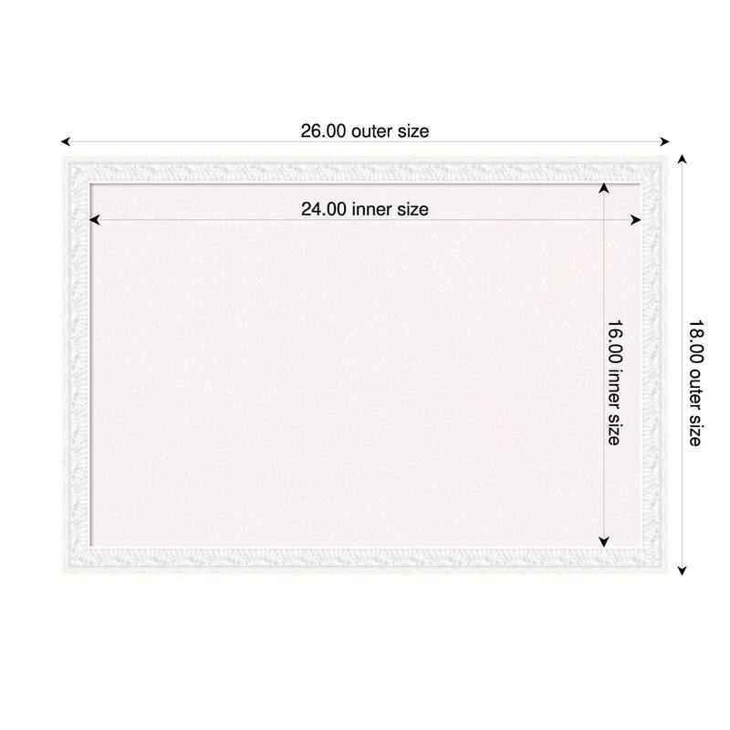 Bethany White Wood Framed Cork Board - Bulletin Board, Organization Board, Pin Board - White - 26 x 18 in