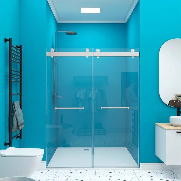 Frameless Double Sliding Shower Door with Stainless Steel Hardware
