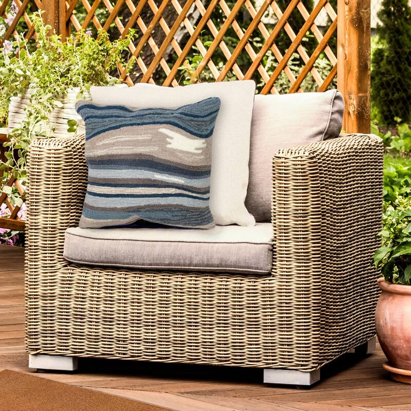 Liora Manne Frontporch Ipanema Indoor/Outdoor Pillow Blue/grey