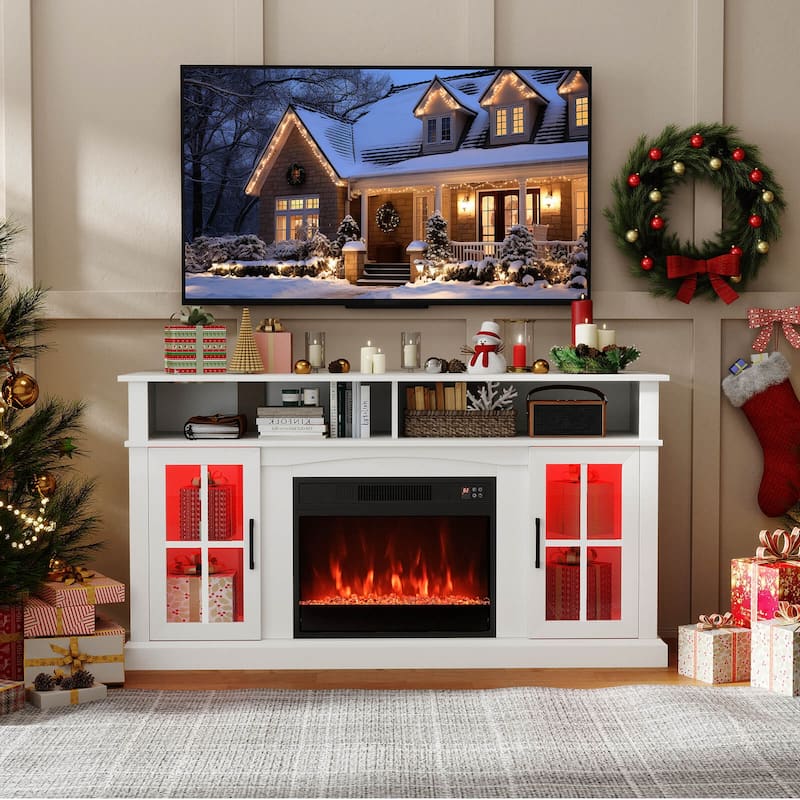 Costway 58" Fireplace TV Stand with LED Lights Entertainment Center - See Details
