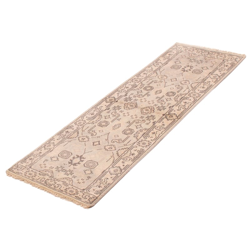 ECARPETGALLERY Hand-knotted Royal Oushak Light Grey Wool Rug - 2'6 x 7'9