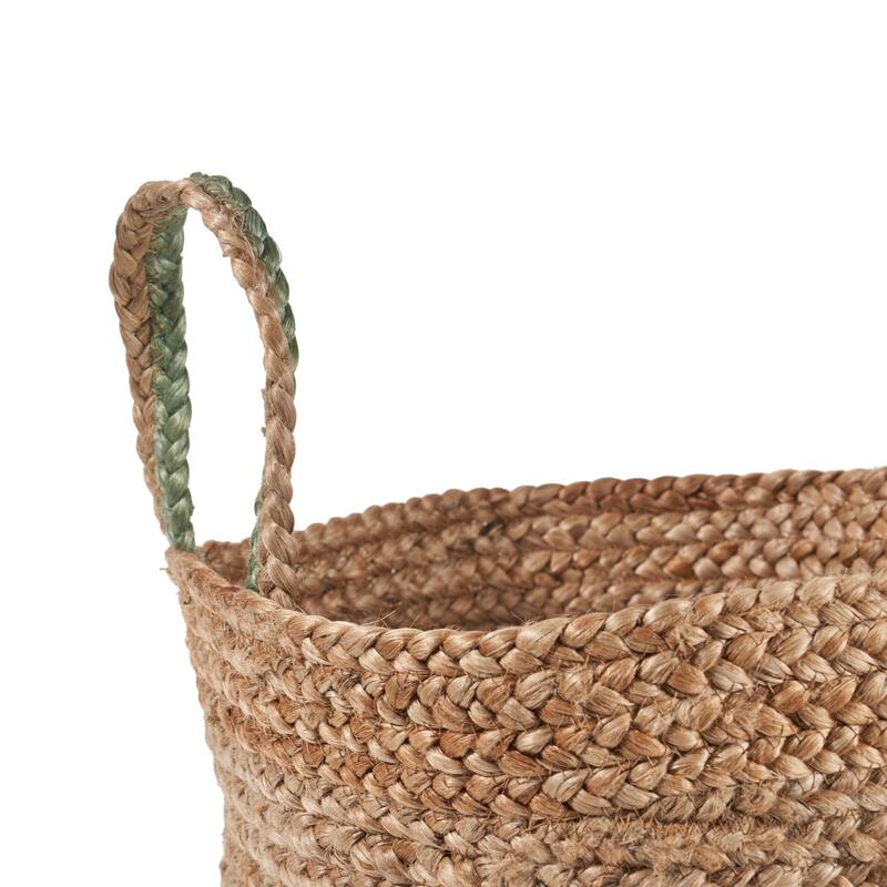 Sevita Two-Tone Handbraided Jute Storage Basket with Handles