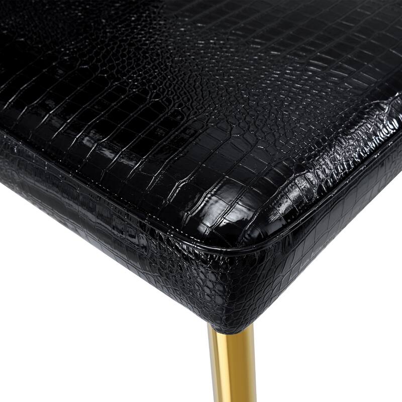 Set of 4, Retro alligator skin Upholstered dining chairs,with Crystal buckle design and Faux Leather design