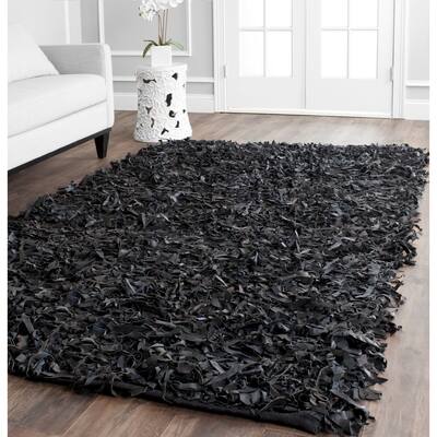 SAFAVIEH Handmade Leather Shag Carlijn Modern Decorative Rug
