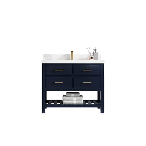 slide 2 of 130, Willow Collections 42 x 22 Parker Single Bowl Sink Bathroom Vanity with 2 in Quartz