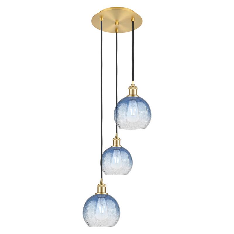 Innovations Lighting Endless Possibilities Ballston - Brookhaven Globe - 3 Light 14" Cord Hung Multi Pendant - Satin Gold/Sapphire Blue