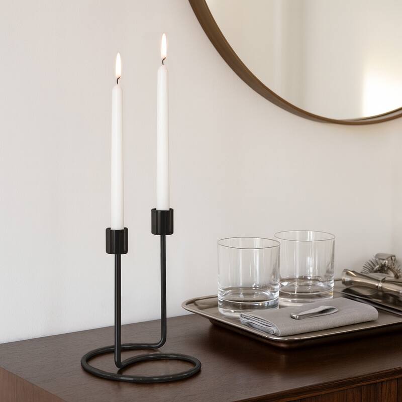 Metal Modern Swirl 2-Taper Candle Holder
