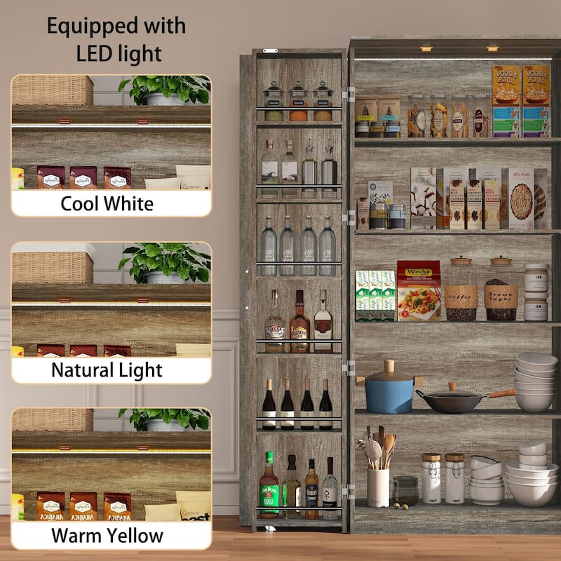 67" Kitchen Pantry Cabinet with Adjustable Shelves, Tall Storage Organizer Cupboard for Kitchen, Dining Room