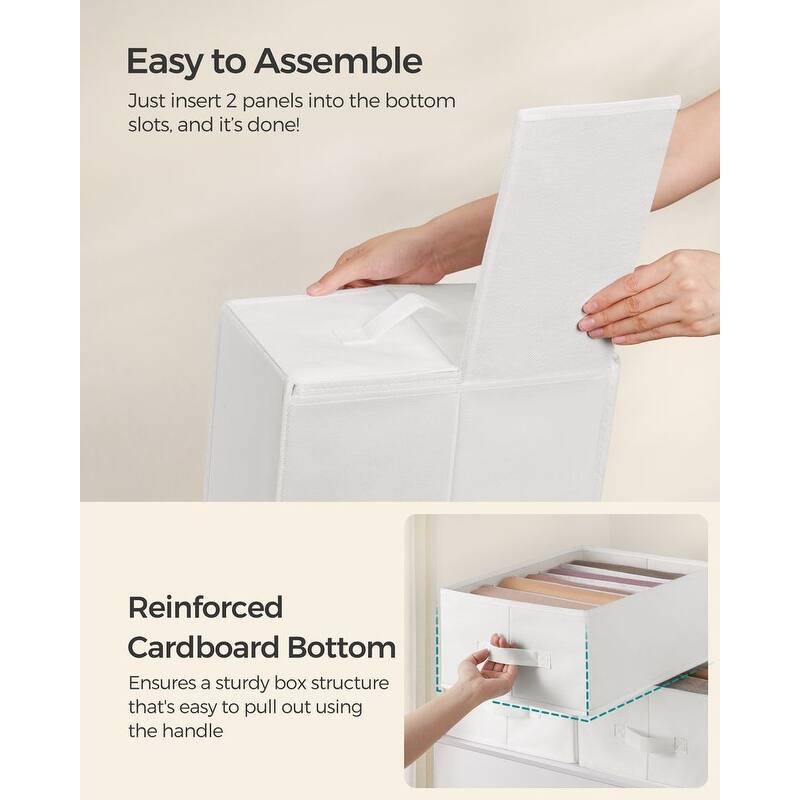 Closet Organizer Drawer Bins with 6 Compartment Dividers for Jeans Sweaters and Clothing Storage