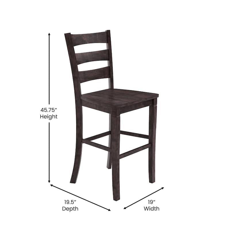 Commercial Grade Wooden Bar Height Stool, Set of 2