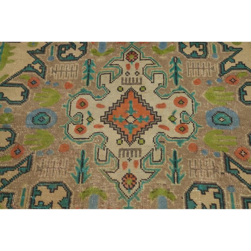 Hand Knotted Oriental 100% Wool Carpet Traditional Floral Brown Tabriz Area Rug - 9' 4'' X 6' 3''