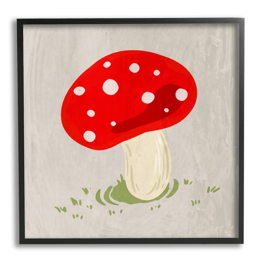 Stupell Red Spotted Mushroom Framed Giclee Art Design by Ziwei Li