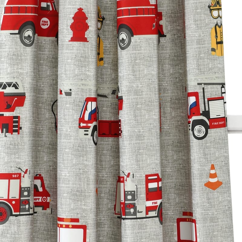 Lush Decor Fire Truck Window Curtain Panel Pair