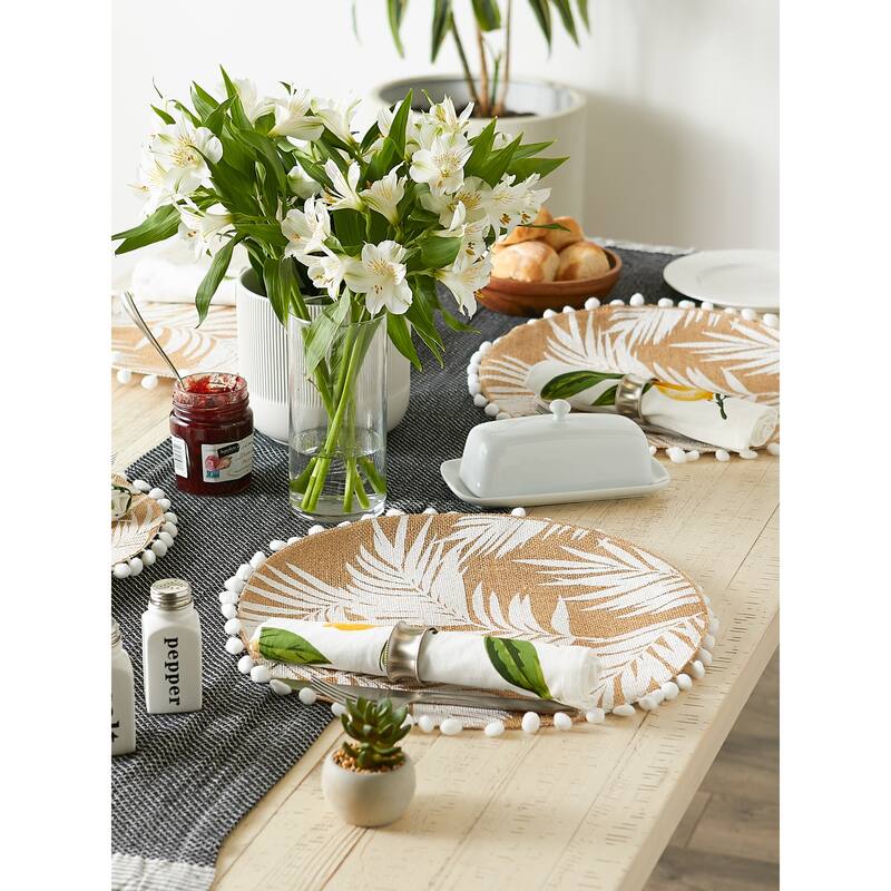 DII Block Print On Natural Round Jute Placemat (Set of 6)