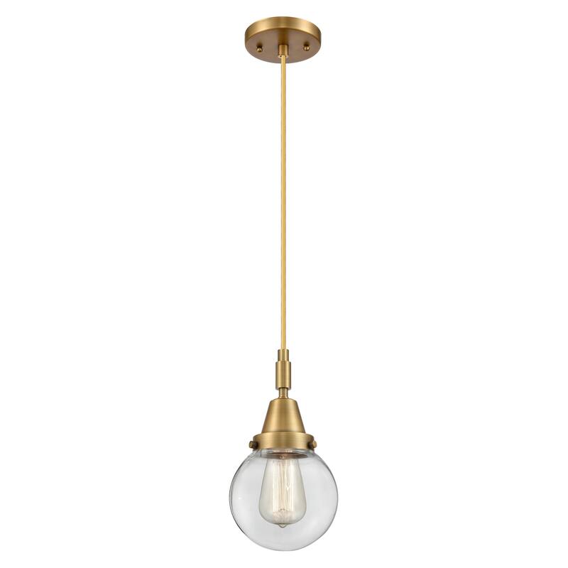 Innovations Lighting Downtown Urban - Caden Beacon - 1 Light 6" Cord Hung Mini Pendant - Brushed Brass/Clear Shade