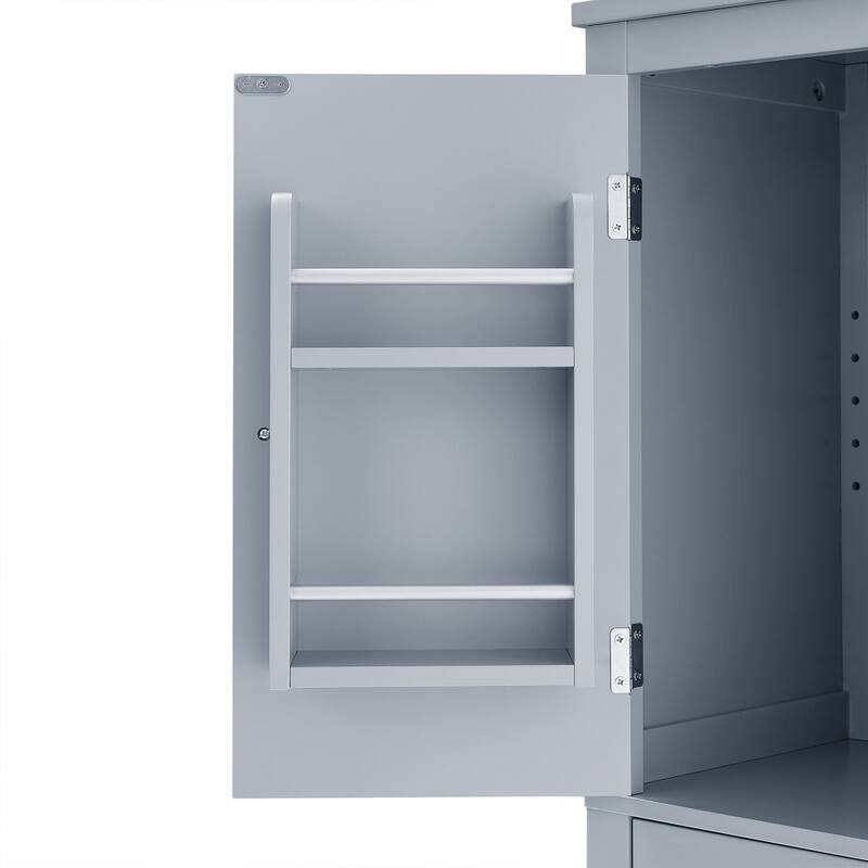 23.6 in. W x 43.3 in. H MDF Freestanding Linen Cabinet with Adjustable Shelves