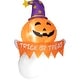 preview thumbnail 10 of 8, 3.4ft Halloween Inflatables Window Sticker Ghost with Orange Face, Halloween Decorations LED Yard Display