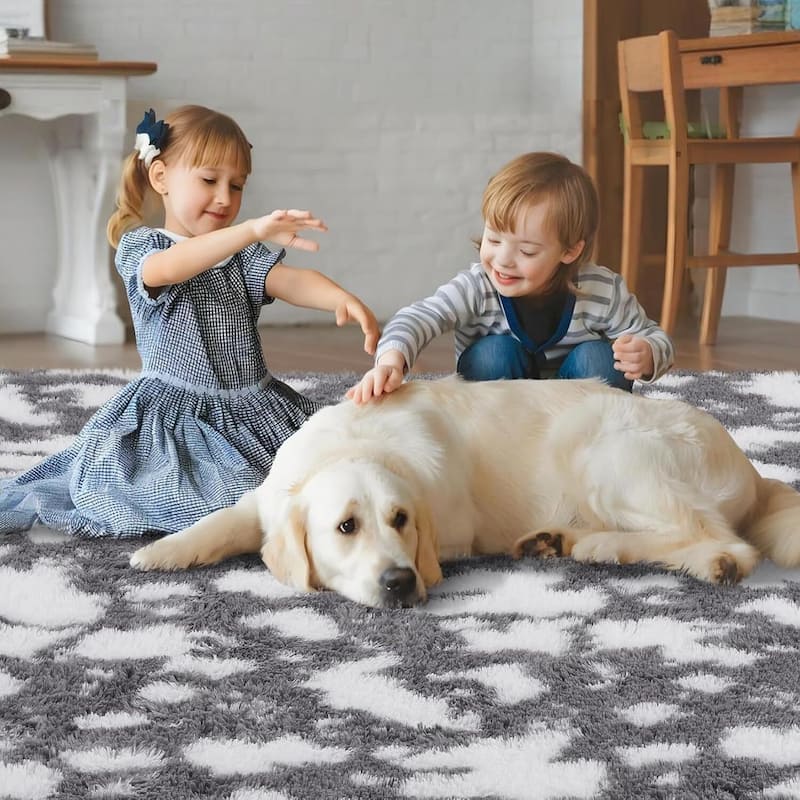 Modern Abstract Area Rug for Hallways Living Room Patio Decor Grey - 2' x 3'