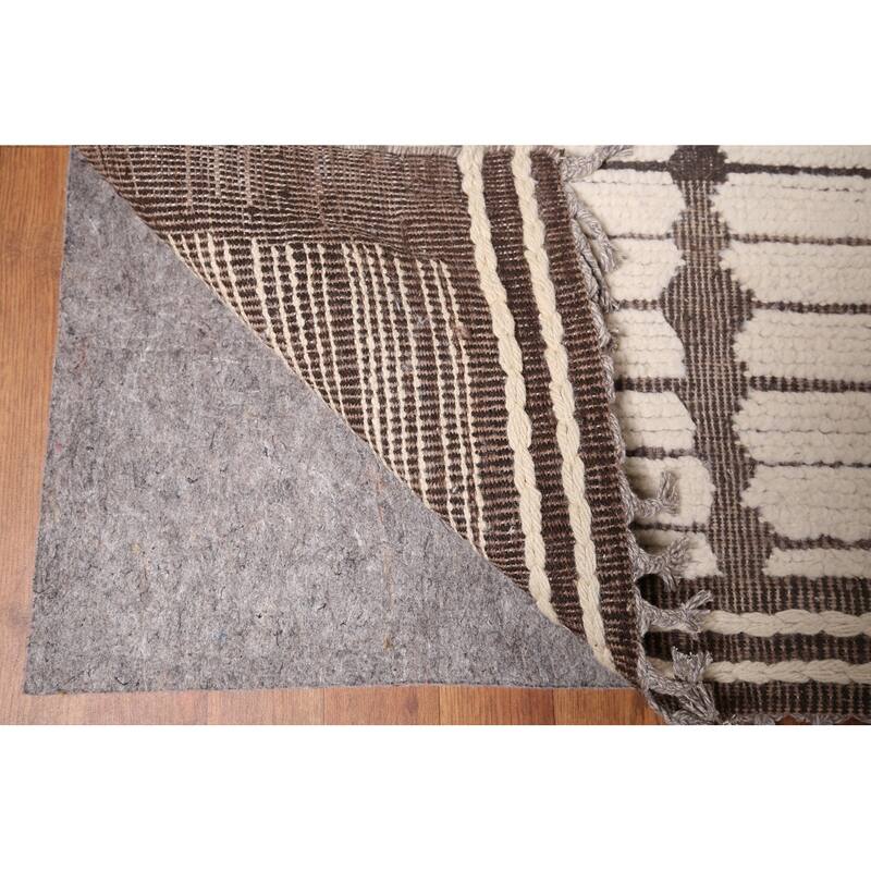 All-Over Moroccan Oriental Large Area Rug Hand-Knotted Wool Carpet - 12'0" x 18'8"