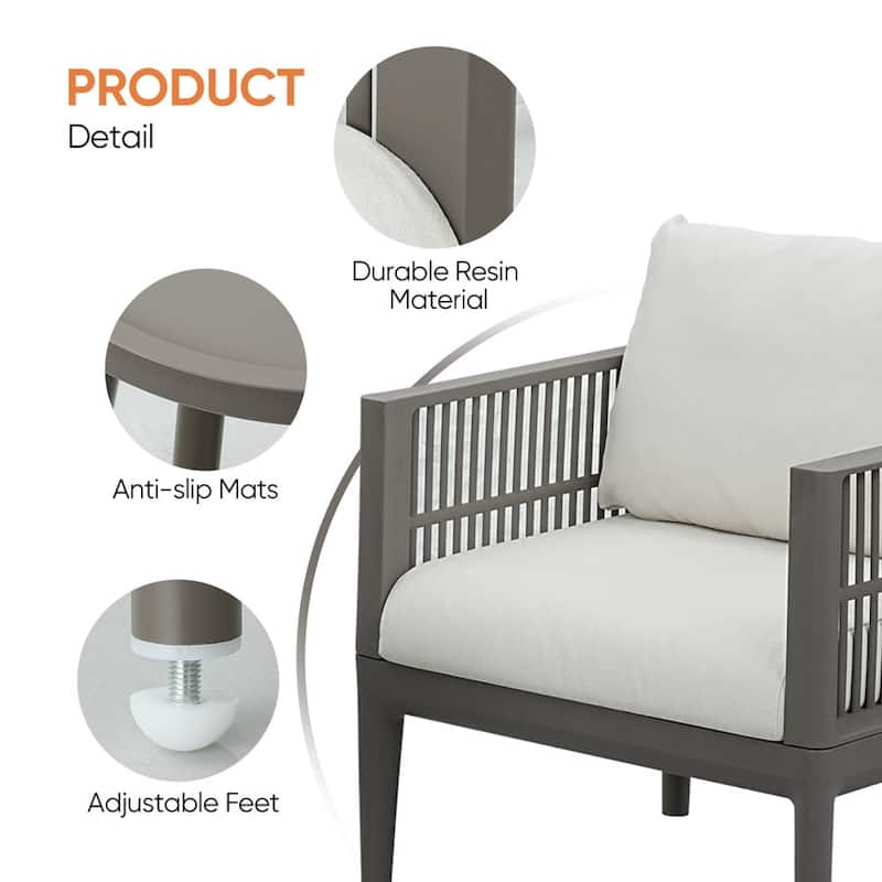 Werph 3 Pieces Patio Furniture Set, Outdoor Furniture Patio Set with Washable Cushions Balcony Furniture Patio Chairs Set