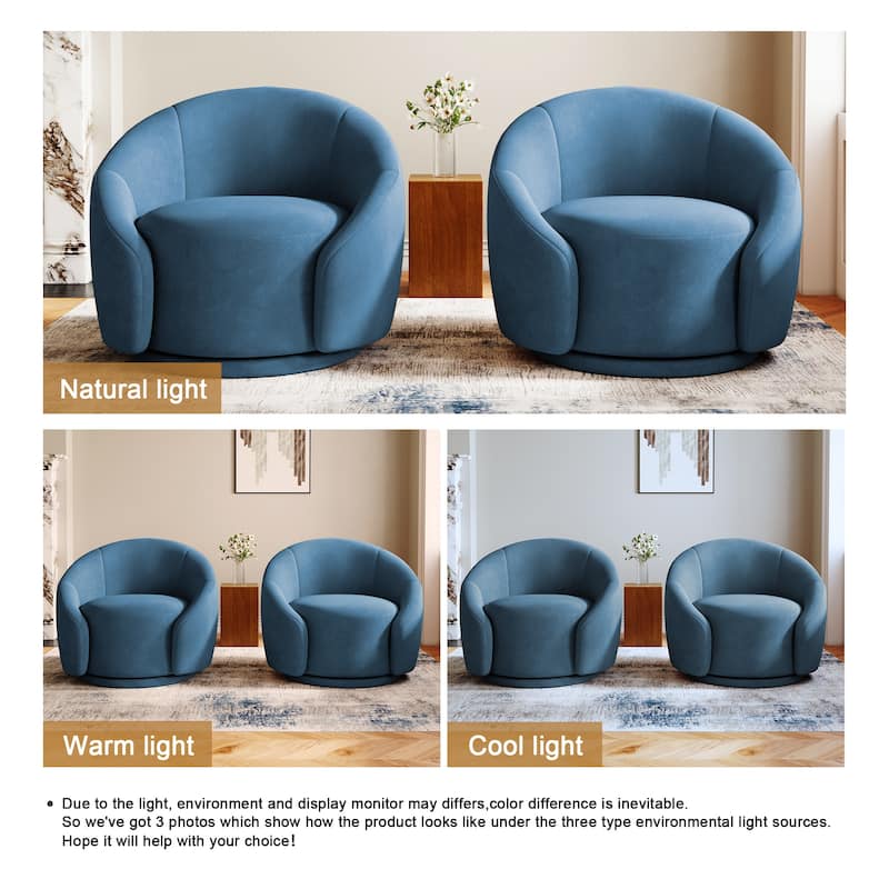 35" Wide Upholstered Swivel Accent Barrel Chairs (Set of 2)