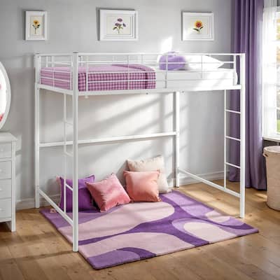 Walker Edison Abner White Metal Full Size Loft Bed
