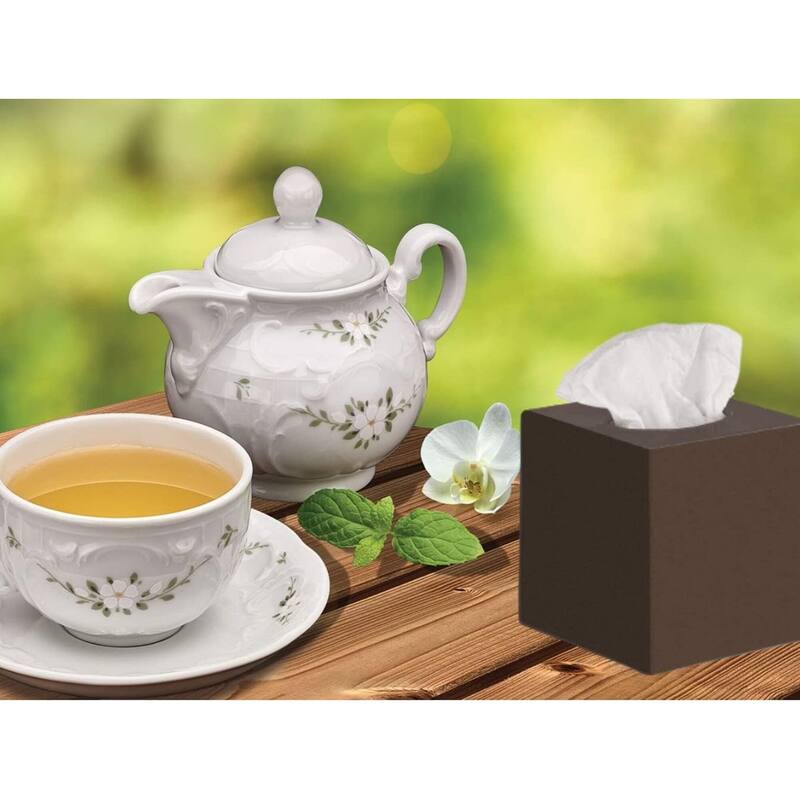 DWËLLZA HOME Bronze Tissue Box Cover Square - Plastic Facial Tissue Box Holder Set of 2