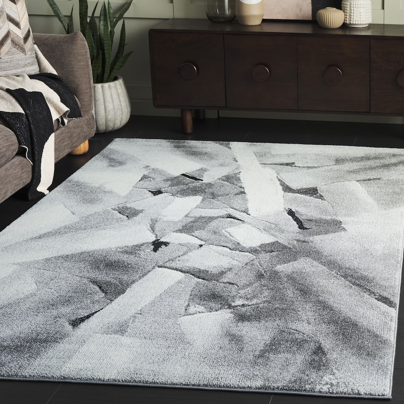 SAFAVIEH Porcello Odyle Mid-Century Modern Abstract Rug - 5'3" x 7'6" - Ivory/Grey