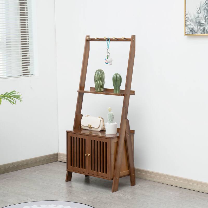 Bamboo Hall Tree with Bench and Shoe Storage - 3 Tier-27x12x47