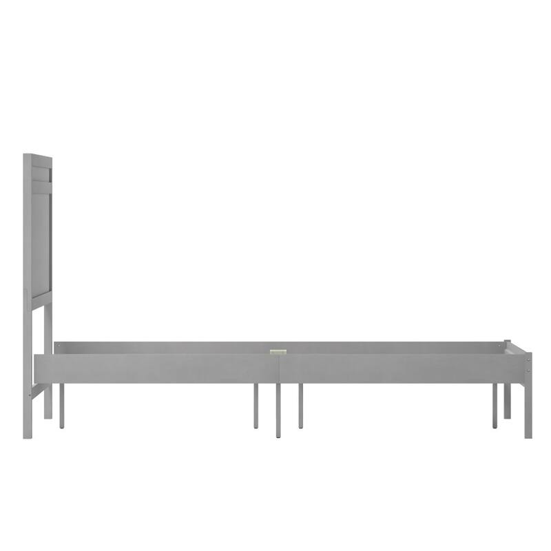 Modern Solid Wood Platform Bed with Headboard and Wooden Slats