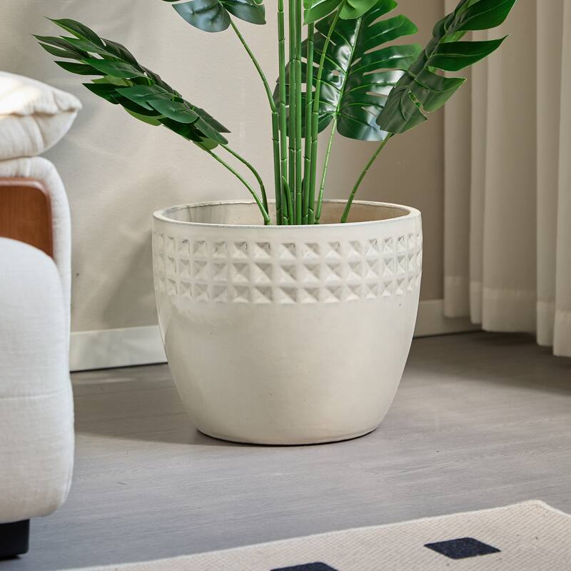 Anmytek Ceramic Flower Pot Set of 3 for Indoor Outdoor Use