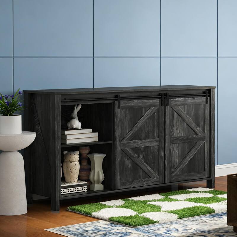 Farmhouse Sideboard with Sliding Barn Doors