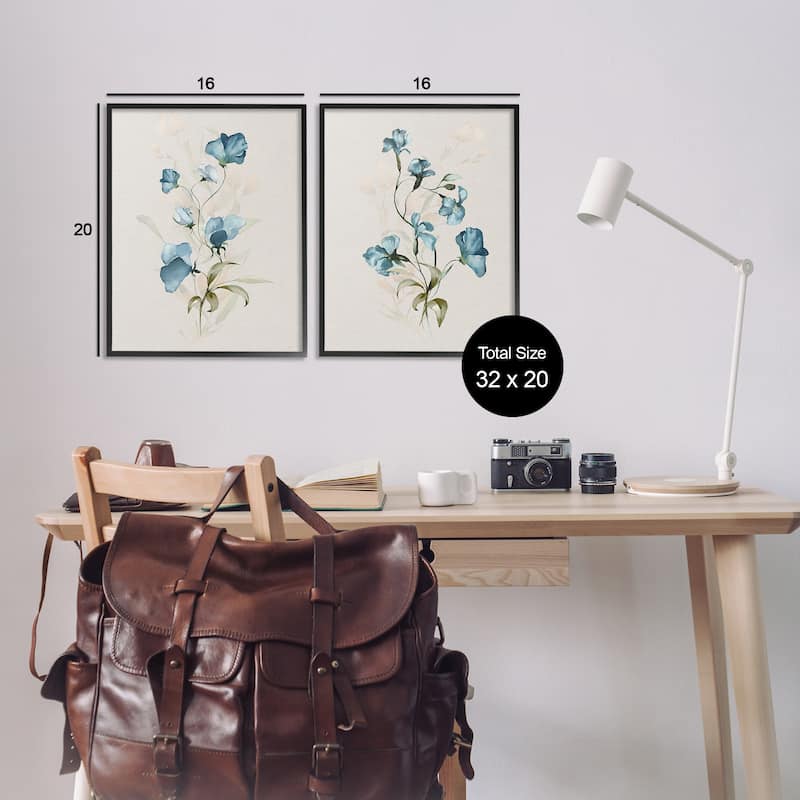 Stupell Blue Botanical Herbs Framed Giclee Art Design By Susan Jill (Set of 2)