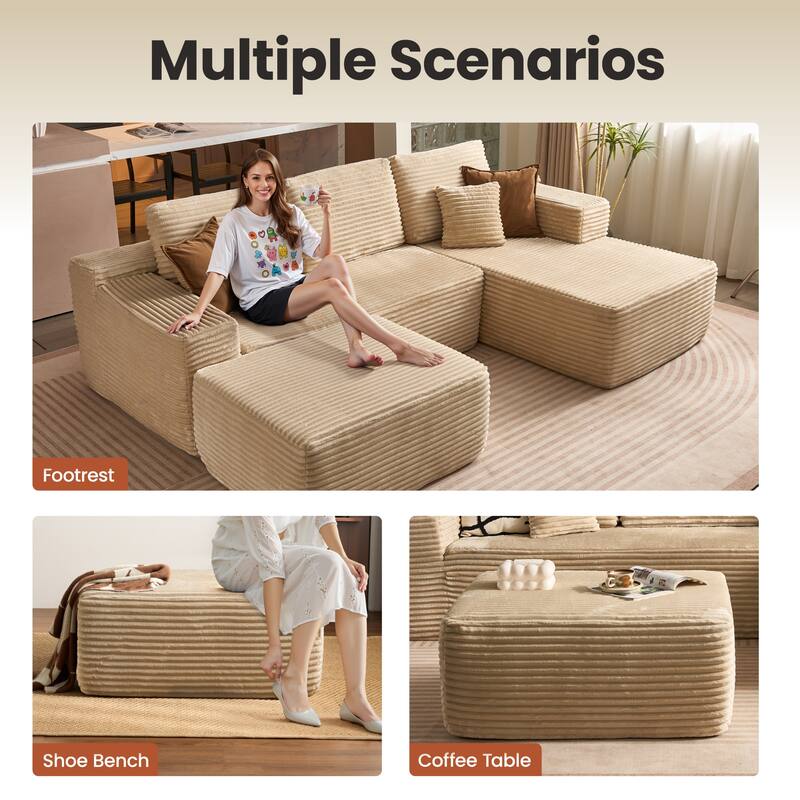 ​​OVIOS Lazy Chaise Lounge Sofa with Ottoman​